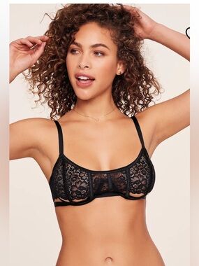Adore Me Black Lace Strappy Underwire Bra